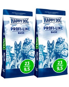 Сухой корм для взрослых собак всех пород Profi Line Basic с мясом 2 шт по 20 кг Happy dog