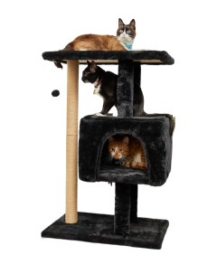 Когтеточка для кошек Макси с домиком и лежанкой черный 61 х 41 х 95 см Бриси