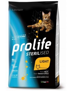 Сухой корм для кошек Sterilised Light Adult говядина рис домашняя птица 1 5кг Prolife