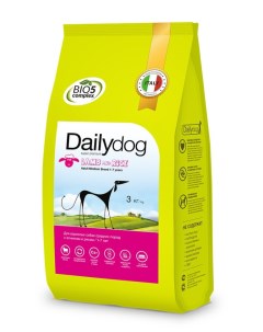 Сухой корм для взрослых собак средних пород Adult с ягненком и рисом 3 кг Dailydog