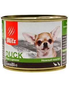 Консервы для собак Sensitive с уткой и цукини 24 шт по 400 г Blitz