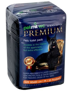 Пеленки для кошек и собак одноразовые Premium Black 60 x 60 см 10 шт Petmil