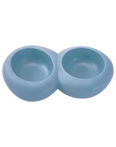 Двойная миска для кошек и собак пластик резина голубой 2 шт по 0 3 л Imac