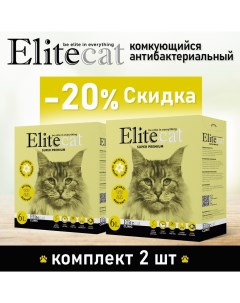 Наполнитель комкующийся антибактериальный Clinic 6л 2шт Elitecat