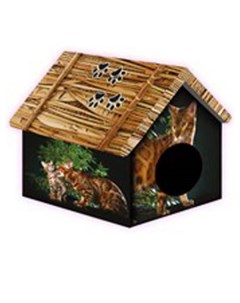 Домик для кошек и собак Дизайн Бенгальский кот разноцветный 33x33x40см Perseiline