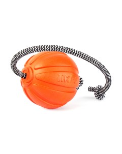 Мячик со шнуром для собак крупных пород Cord оранжевый 9 см Liker