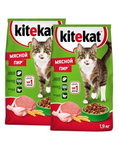 Сухой корм для кошек Мясной пир 2 шт по 1 9 кг Kitekat