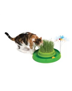 Зеленый игровой круг с мини садом с травой для кошек Catit пластик зеленый 36 см Hagen
