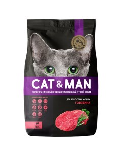 Сухой корм для кошек Cat Man полнорационный с говядиной 800 г Cat & man
