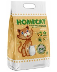 Комкующийся наполнитель Ecoline кукурузный молоко 4 шт по 12 л Homecat