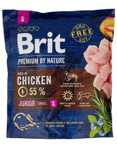 Сухой корм для собак Premium by Nature Junior S для мелких пород курица 1кг Brit*