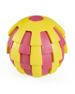 Игрушка для собак Мяч для лакомств резиновая жёлто розовая 6 5x6 5см Duvo+