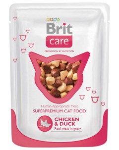 Влажный корм для кошек Care кусочки в желе с курицей и уткой 24шт по 80г Brit*