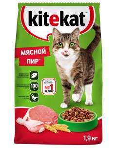 Сухой корм для кошек Мясной пир 2 шт по 1 9 кг Kitekat