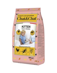 Сухой корм для котят с курицей 900 г Chat&chat