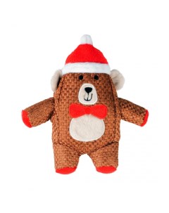 Мягкая игрушка для собак Новогодний Мишка с бабочкой коричневый 24 см Duvo+