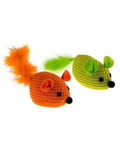 Мягкая игрушка для кошек полиэстер оранжевый зеленый 14 см 2 шт Ferplast