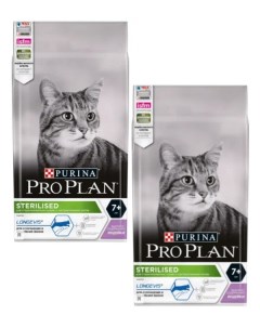 Сухой корм для кошек Senior 7 Sterilised для пожилых индейка 2 шт по 1 5 кг Pro plan