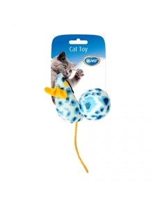 Мягкая игрушка для кошек с кошачьей мятой Мышка и мячик бело голубая 10х4х4см Duvo+
