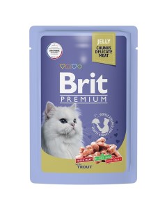 Влажный корм для кошек Premium форель в желе 14 шт по 85 г Brit*