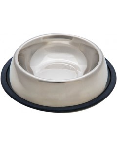 Одинарная миска для собак металл резина серебристый черный 0 7 л Vm