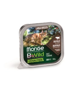 Консервы для кошек Bwild Grain free Large brees буйвол с овощами 100г Monge