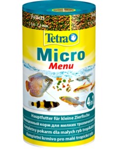 Корм для мелких тропических рыб MICRO MENU чипсы гранулы палочки 100 мл Tetra