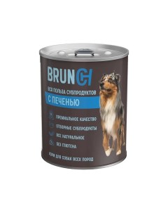 Влажный корм для взрослых собак с печенью в консервах 12 шт по 340 г Brunch