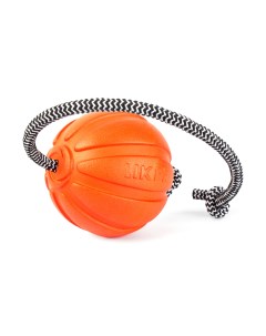 Мячик со шнуром для собак мелких и средних пород Cord оранжевый 7 см Liker