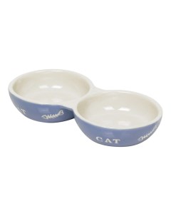 Двойная миска для кошек керамика голубой белый 2 шт по 0 26 л Nobby