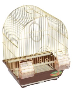 Клетка для птиц 2100A 30 х 23 х 39 см золотая решетка коричневый поддон Триол