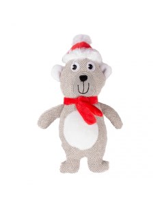 Мягкая игрушка для собак Новогодний Мишка серый 22 см Duvo+