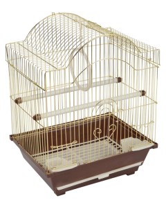 Клетка для птиц 2113 30 х 23 х 39 см золотая решетка коричневый поддон Триол