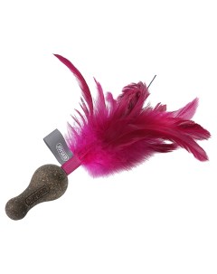 Игрушка для кошек GiGwi из спрессованной кошачьей мяты с перьями розовая 21 см Joyser