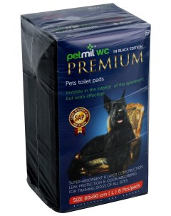 Пеленки для кошек и собак одноразовые Premium Black 90 x 60 см 8 шт Petmil