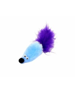 Игрушка для кошек игрушка Мышь с мятой и хвостом из лент голубая Gosi