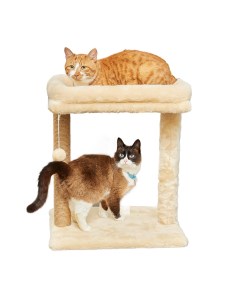 Когтеточка для кошек Вау Биг с бортиком лежаком 50 х 35 см столбик 50 см бежевый Бриси