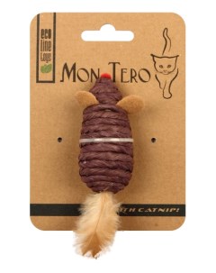 Дразнилка для кошек Мышь мята перья коричневый фиолетовый 7 6 см Mon tero
