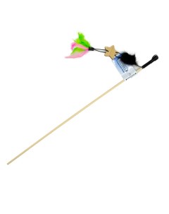 Игрушка для кошек Дразнилка Звездочка с перьями и помпоном из норки Хорошка