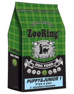 Сухой корм для собак Puppy Junior с пробиотиками утка и рис 1 шт 10 кг Zooring