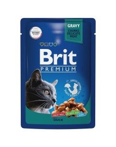 Влажный корм для кошек Premium утка в соусе 14 шт по 85 г Brit*