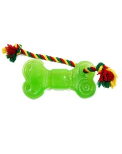 Жевательная игрушка для собак Кость большая с канатом и этикеткой длина 16 см Doglike
