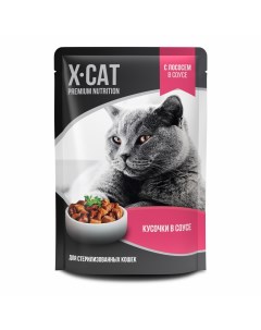 Влажный корм для кошек Premium Nutrition лосось в соусе для стерилизованных 85г X-cat