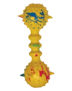 Жевательная игрушка для собак Гантель шипованная с колокольчиком из резины 14 см Триол