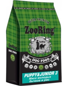 Сухой корм для щенков Puppy Junior 3 мясо молодых бычков и рис 20кг Zooring