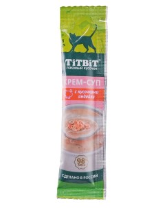 Лакомство для кошек Крем суп с кусочками индейки 10 г Titbit