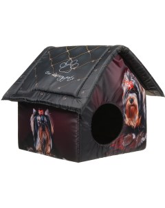 Домик для собак Дизайн Йорк черный коричневый красный 40x33x33см Perseiline
