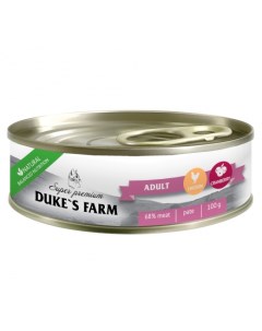 Консервы для кошек из курицы с клюквой и шпинатом 24 шт по 100 г Duke's farm