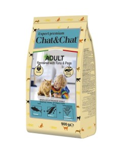 Сухой корм Chat Chat для взрослых кошек со вкусом тунца 900 г Chat&chat