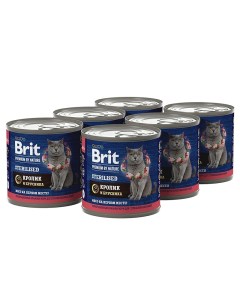 Консервы для кошек Premium by Nature с мясом кролика и брусникой 6 шт по 200 г Brit*